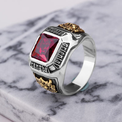 Ring - Men's Vintage 925 Sterling Silver MetJakt Ruby Ring