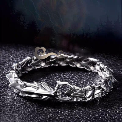 Bracelet - 925 Silver-Plated Retro Dragon Head Bracelet