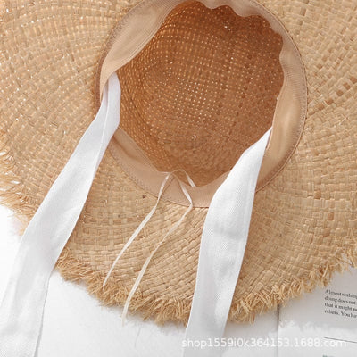 Women's Strap Lafite Large Brim Straw Seaside Summer Hat