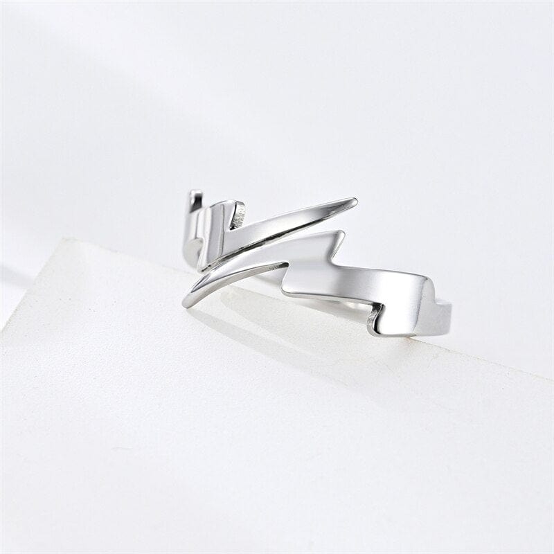 Ring - Unisex 3mm Stainless Steel Lightning The Flash Replica Adjustable Engagement Ring
