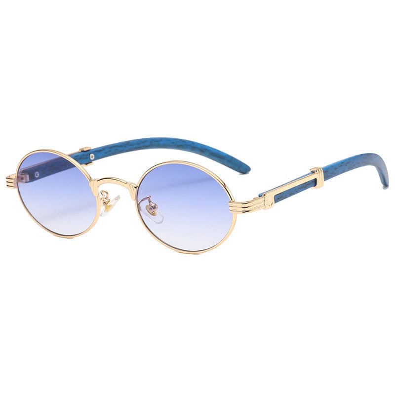 Sunglasses - Vintage Imitation Wood-Print Round Hipster Men's UV400 Sun Glasses