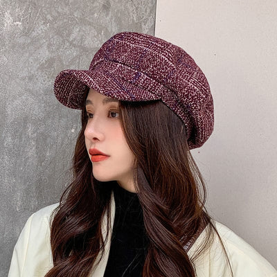 Plaid Fashion Thick Wool Women's Casual Beret Hat