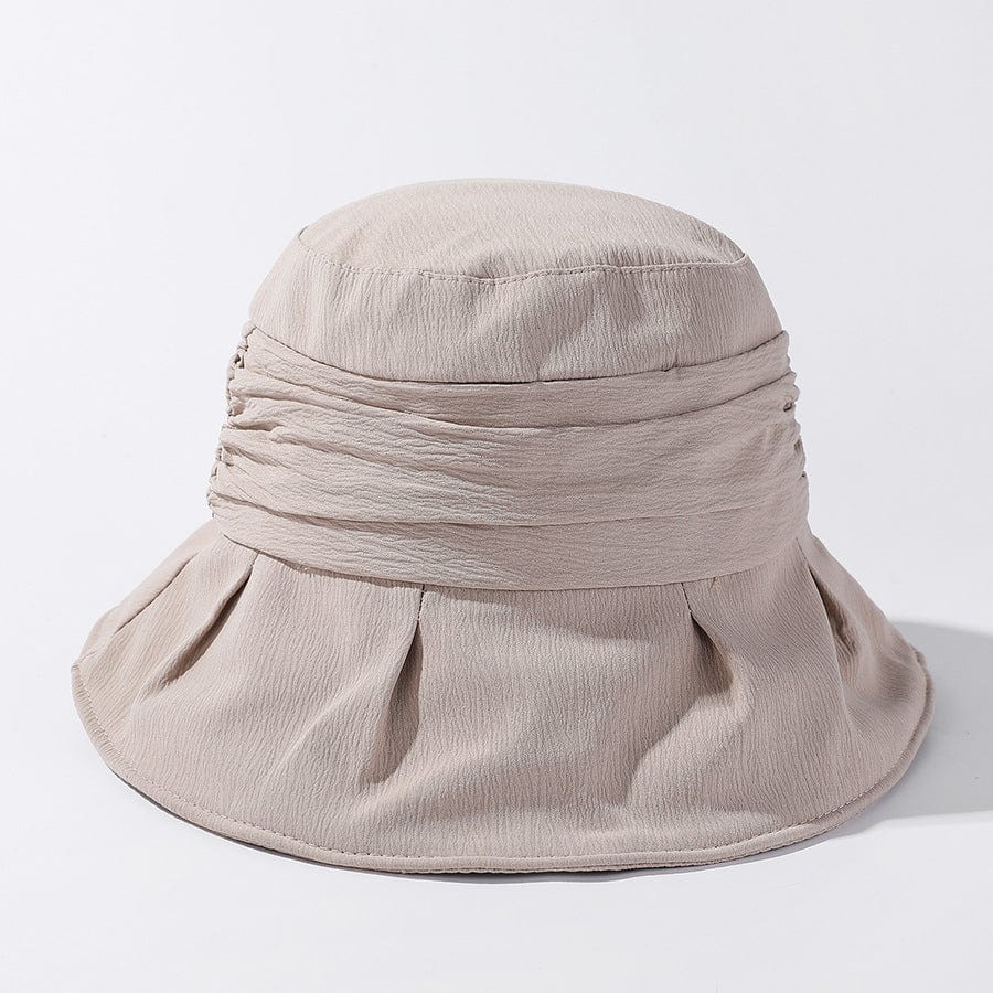 Women's Concave Shape Tide Basin Flat Pleated Fisherman Sunscreen Sun Hat