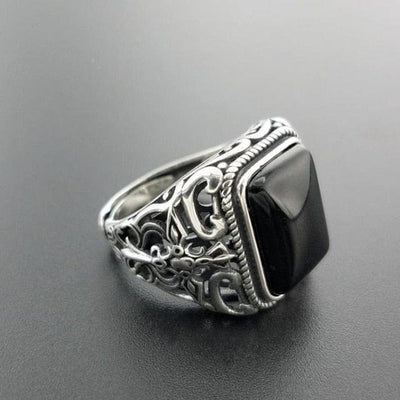 Ring - Men's 925 Sterling Silver Vintage Black Onyx Stone Ring