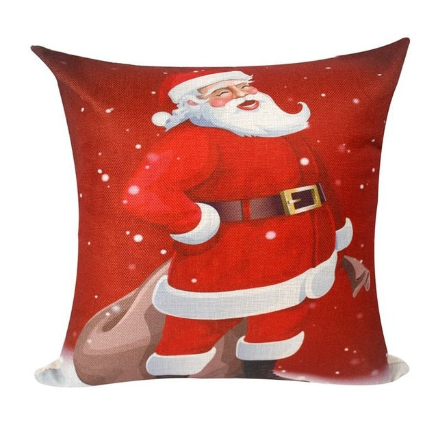 Pillow Cover - Christmas Santa Claus Reindeer Xmas Pillow Case