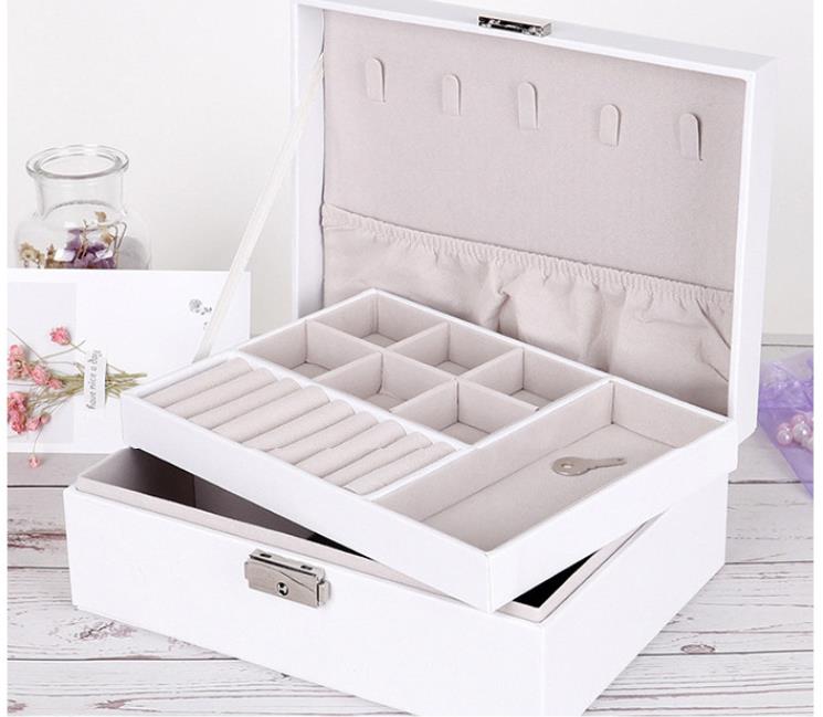 High Capacity Leather Jewelry Box With Lock Storage Boxes