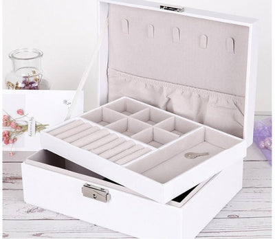 High Capacity Leather Jewelry Box With Lock Storage Boxes