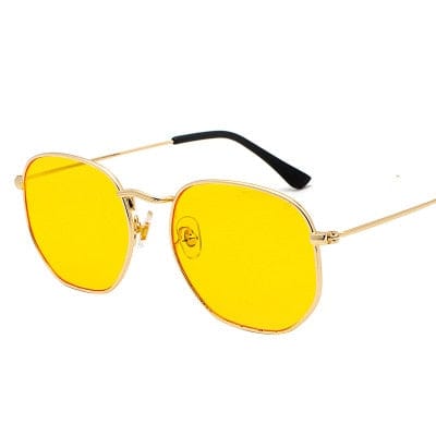 Sunglasses - Metal Frame Fishing Glasses Gold Tea UV400 Sun Glasses