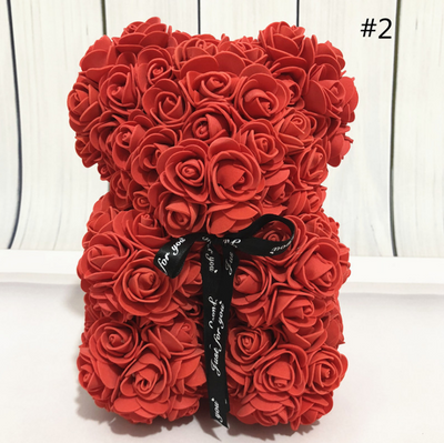 25cm Artificial Rose Plush Bear