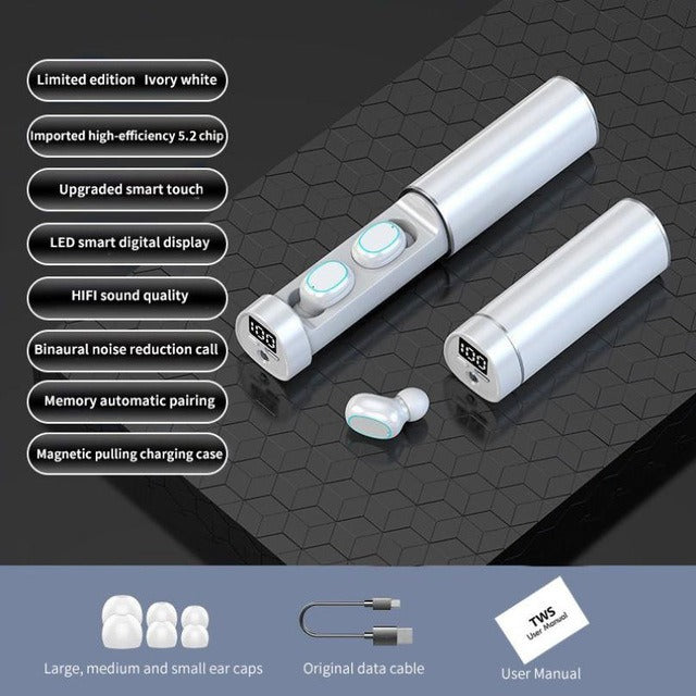 Wireless Bluetooth Earbuds With LED Flash Light