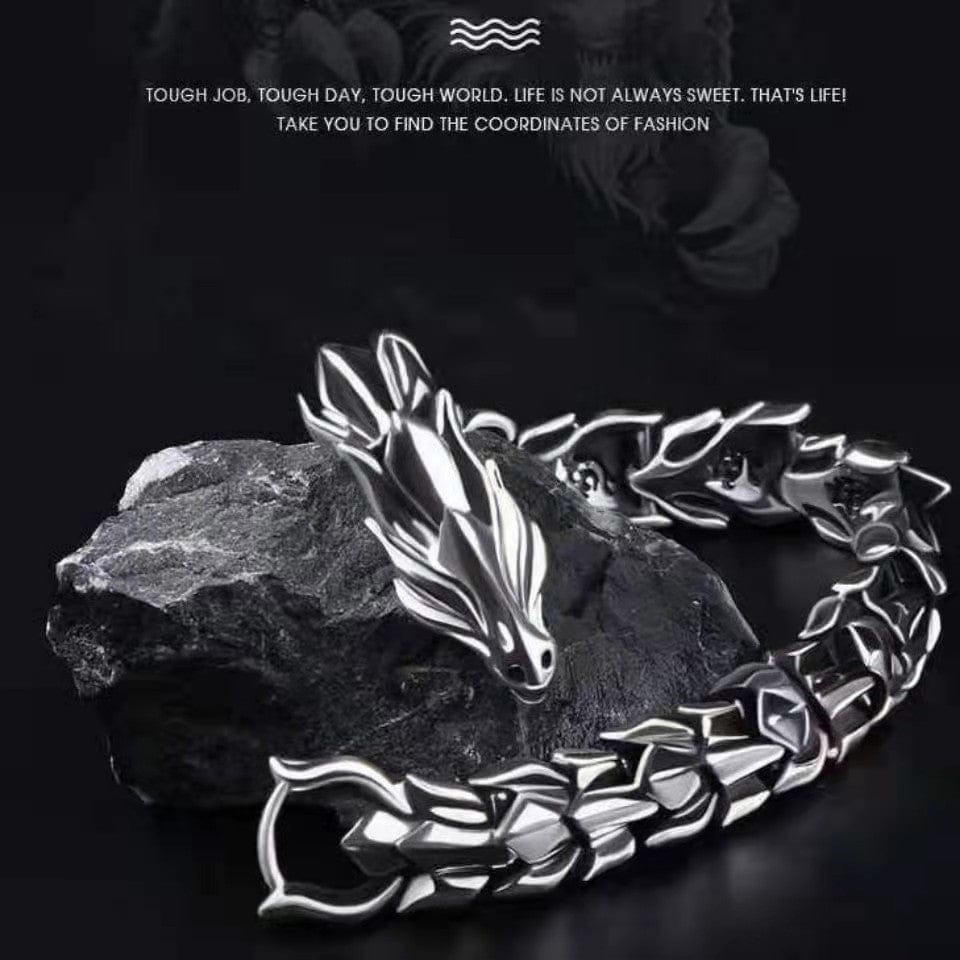 Bracelet - 925 Silver-Plated Retro Dragon Head Bracelet