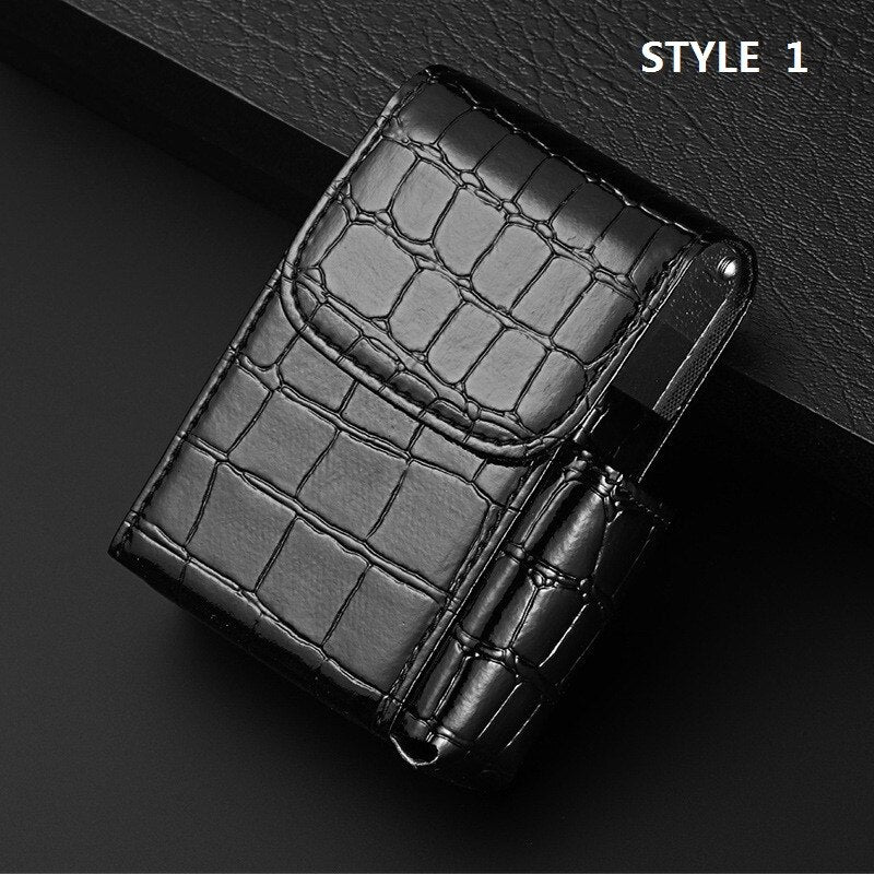 Aluminum Leather Cigarette Case Wallet