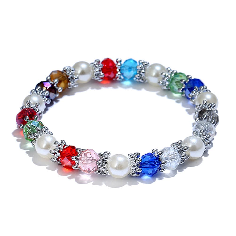 Bracelet - Women's Colorful Rhinestone Faux Pearls Charm Bracelet
