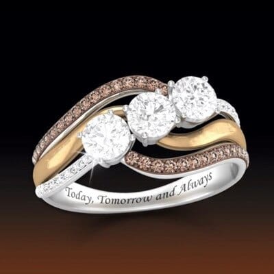 Ring - Women's Two-Tone Today Tomorrow And Always Crystal Wedding Ring