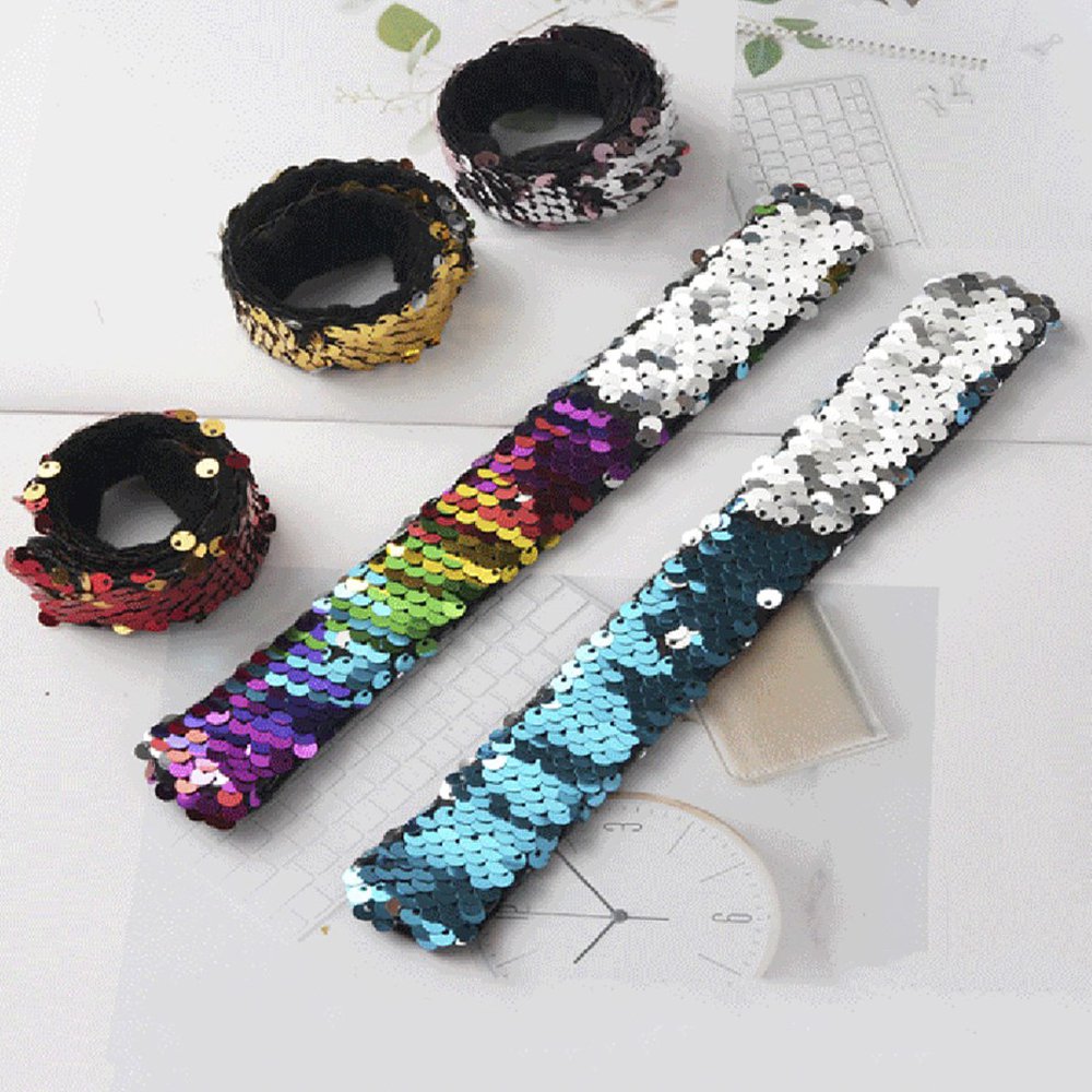 Bracelet - 2Pcs Glitter Slap Snap On Bracelets