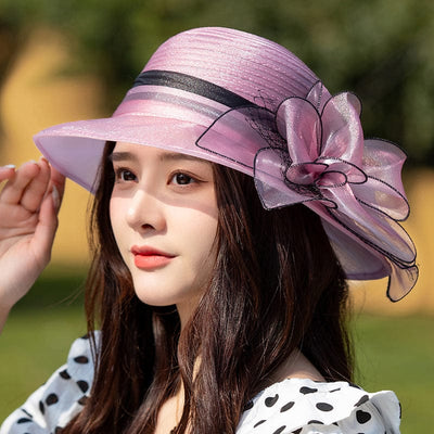 Organza Flower Fashion Wide-Brimmed Sunshade Hat