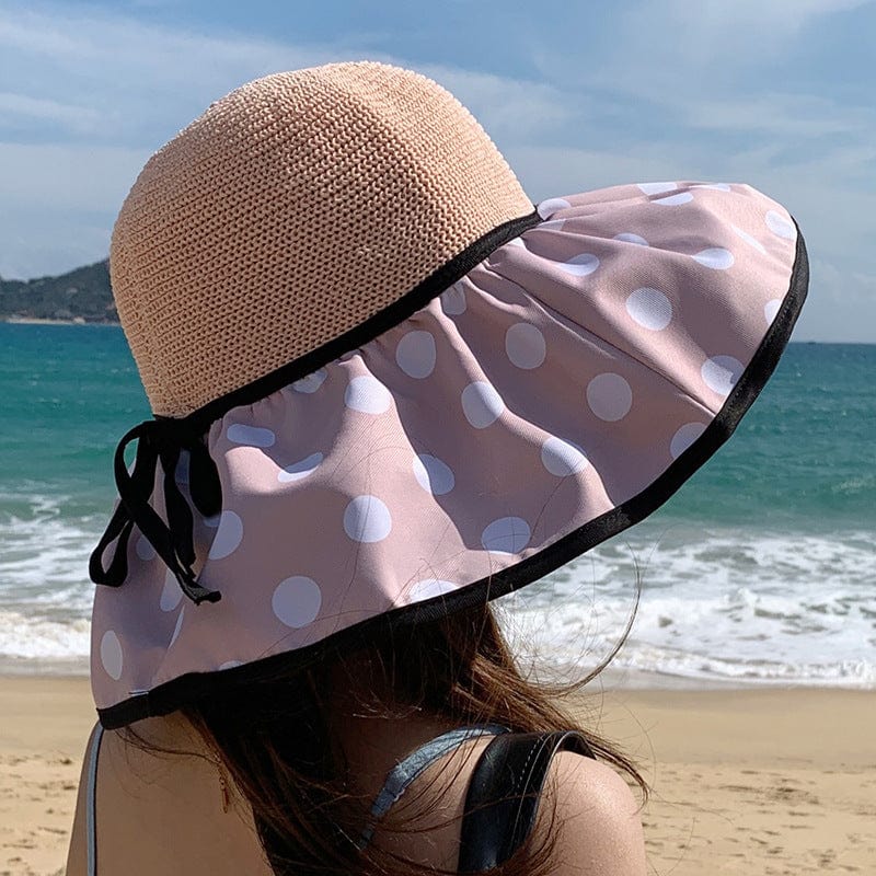 Women's Polka Dot Big Brim Sunshade Hat