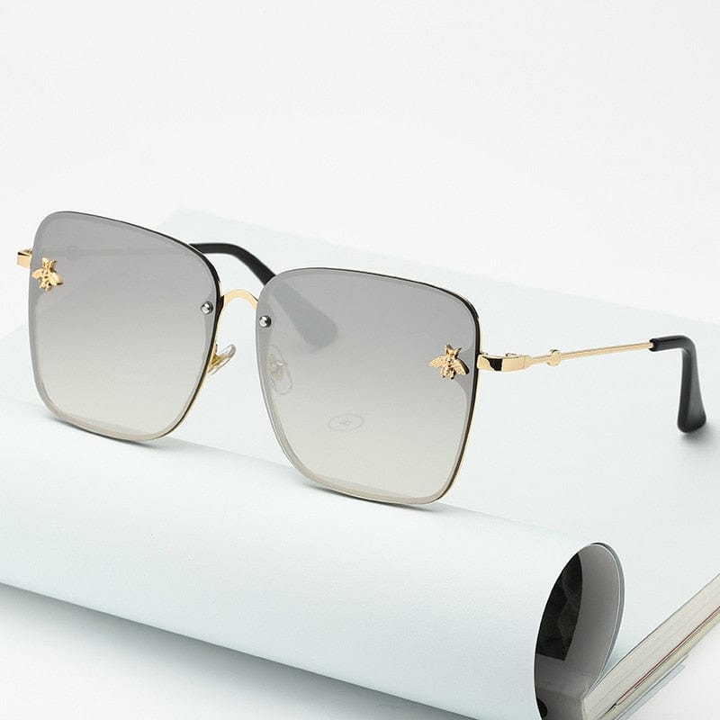 Sunglasses - Oversize Rimless Square Bee Fashion Unisex UV400 Sun Glasses