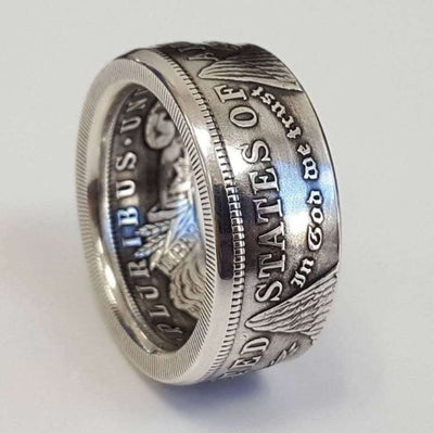 Ring - Men's New American Coat Of Arms 925 Sterling Silver Coin Ring