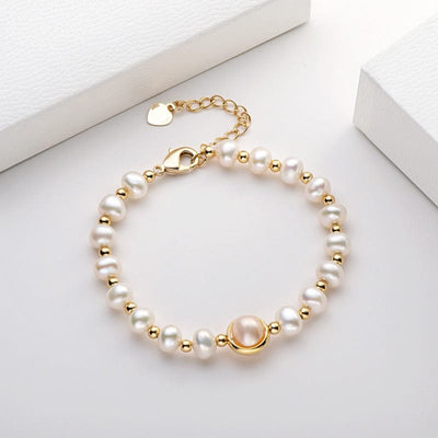 Bracelet - Women's Natural Freshwater Pearl 14K Gold Luxury Bracelet