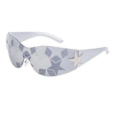 Gafas de sol - gafas de sol de las mujeres sin montura de la moda retra de la estrella estupenda