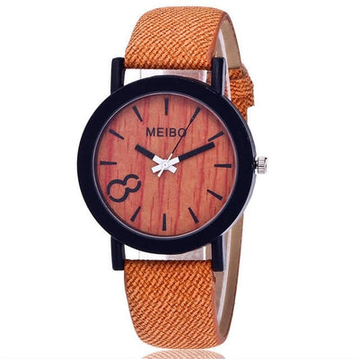 Men's Watch - MEIBO Wooden Quartz Leather Watch
