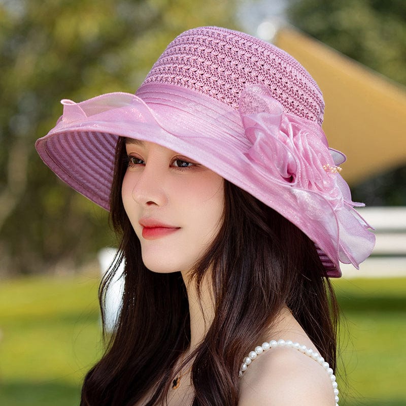 Women's Summer Flower Organza Breathable Sunscreen Sun Hat