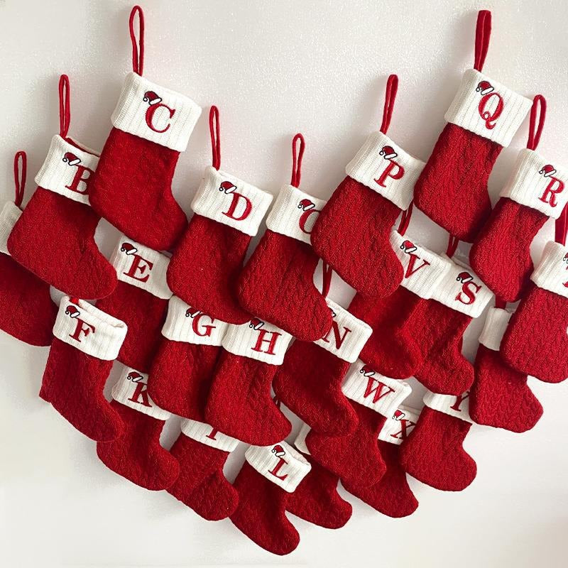 Red Christmas Stocking Personalized Letter Xmas Sock