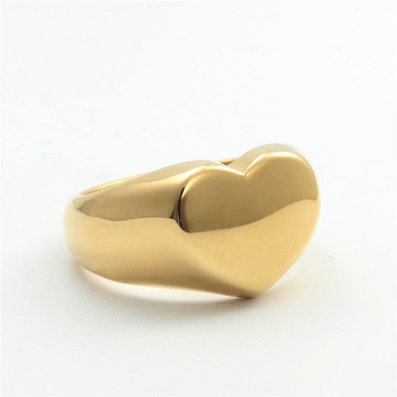 Ring - Women's Stainless Steel Heart Shaped Silver Gold Color Rings