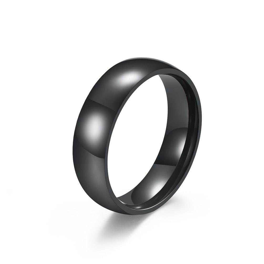 Ring - Unisex Curved Titanium Steel Gold Plated Black Ring