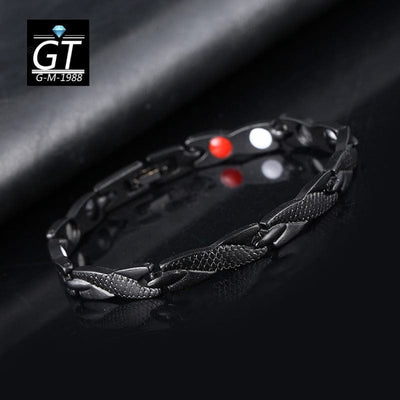 Pulsera - Pulsera magnética con estampado de dragón para hombre