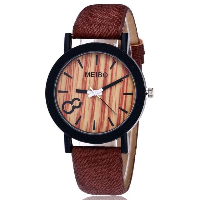 Men's Watch - MEIBO Wooden Quartz Leather Watch