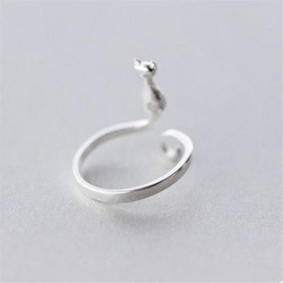 Ring - Women's 925 Sterling Silver Cute Cat  Adjustable Ring