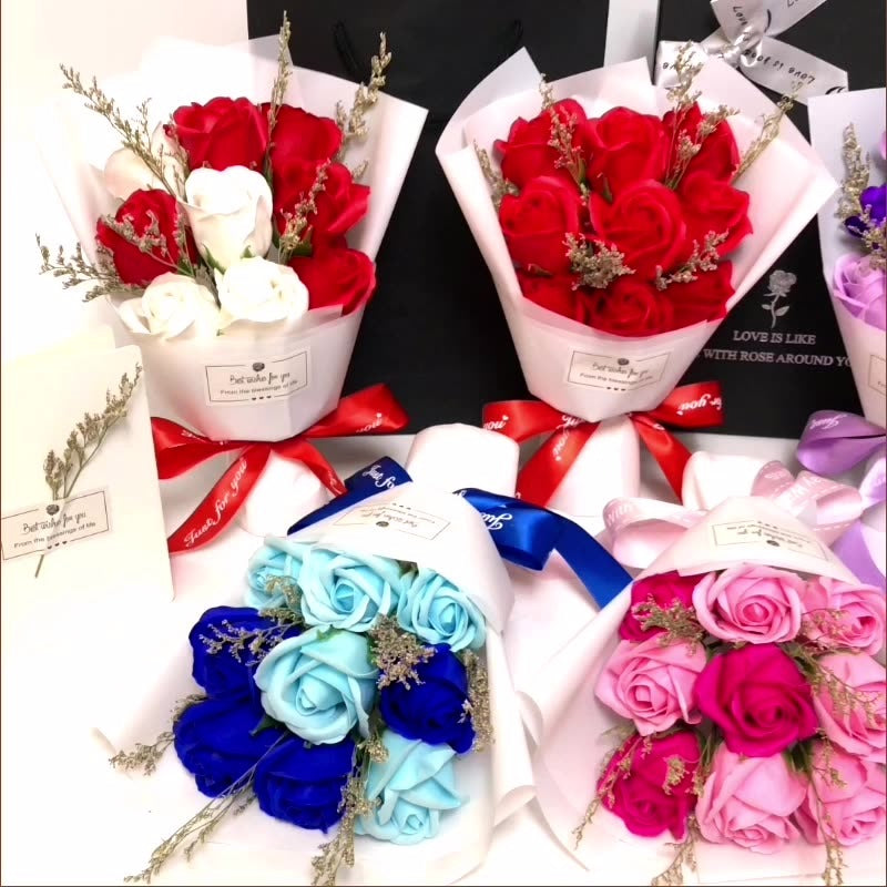 Valentine's Day Soap Bouquet Of 9 Roses