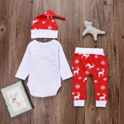 Baby Christmas Clothes - HO HO HO Letter Print Long Sleeve Xmas Tops Pants Set