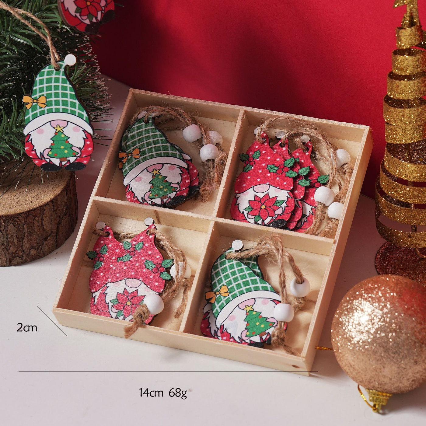 12PCS Christmas Tree Xmas Tree Wooden Ornament