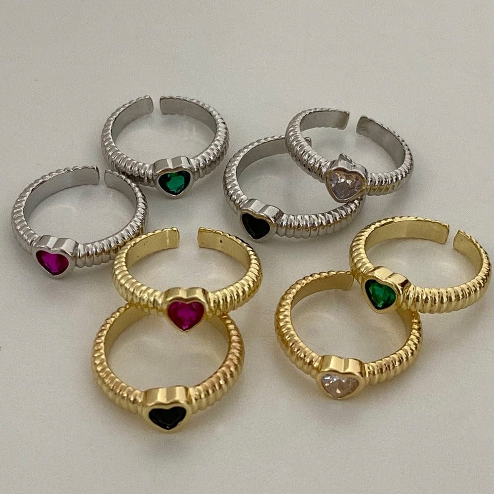 Ring - Women's Metal Colored Brick And Stone Love Heart Ring