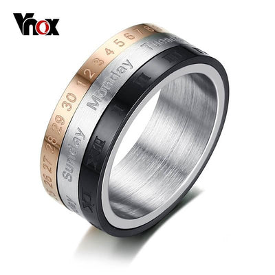 Men's - Rotatable 3 Part Roman Numerals Vnox Fidget Ring