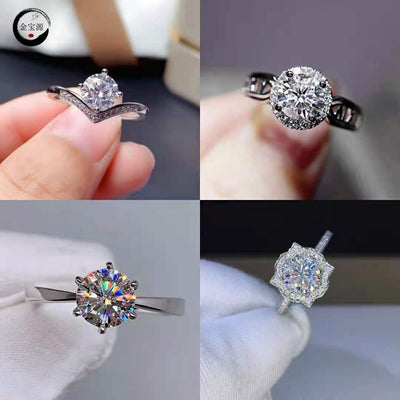 Ring - Women's Eight Heart Eight Arrow Six Claw Moissanite Zircon Wedding Ring