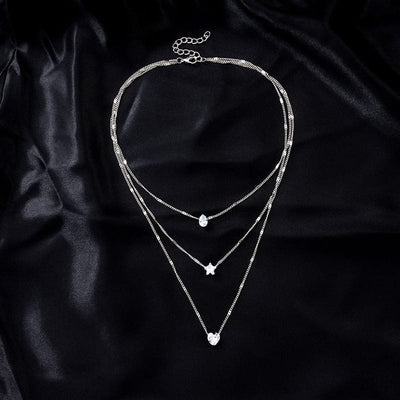 Necklace - Women's Crystal Zircon Heart Star Pendant Necklace