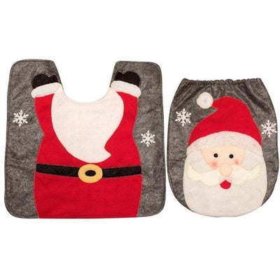 Fancy Christmas Bathroom Seat Rug Set - GiddyGoatStore