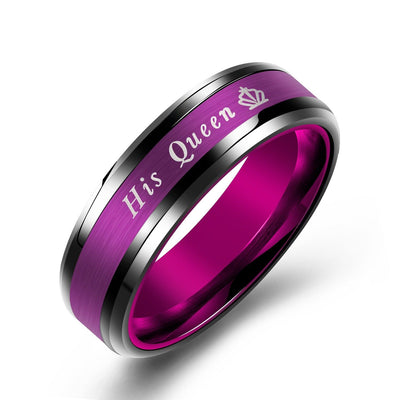 Ring - Unisex His Queen Her King Titanium Couples Ring