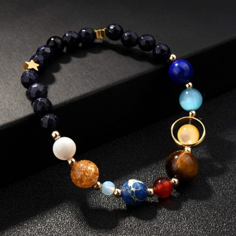 Bracelet - Unisex Universe Galaxy Eight Planets Solar System Guardian Star Natural Stone Beads Bracelet