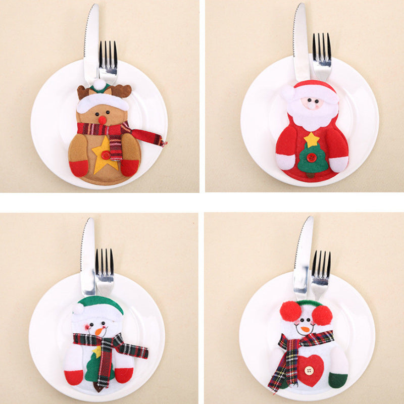 Christmas Tableware Sets Knife And Fork Decorative Santa Snowman