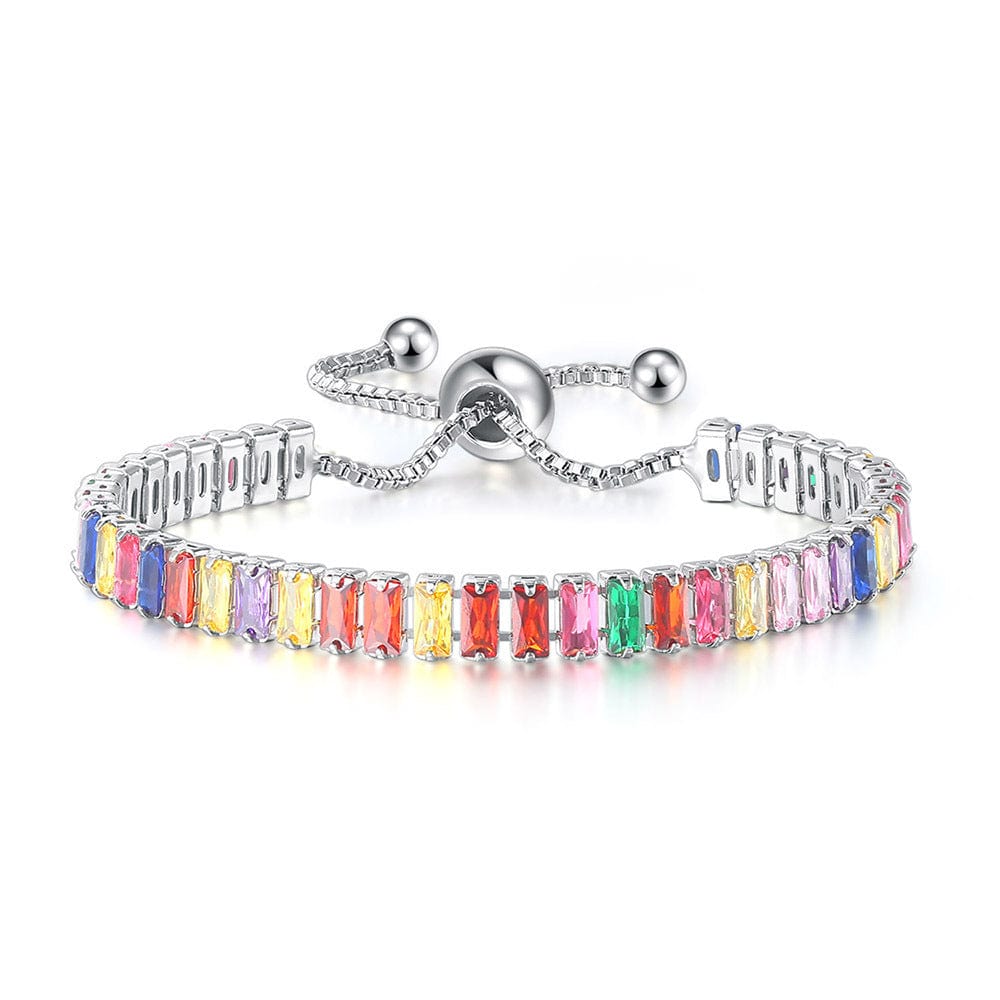 Necklace - Women's Colored Zircon Full Diamond Adjustable Crystal Tennis Necklace
