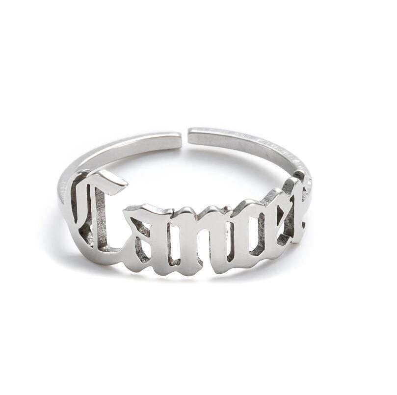 Ring - Unisex Simple Retro Stainless Steel English Letter Adjustable Ring