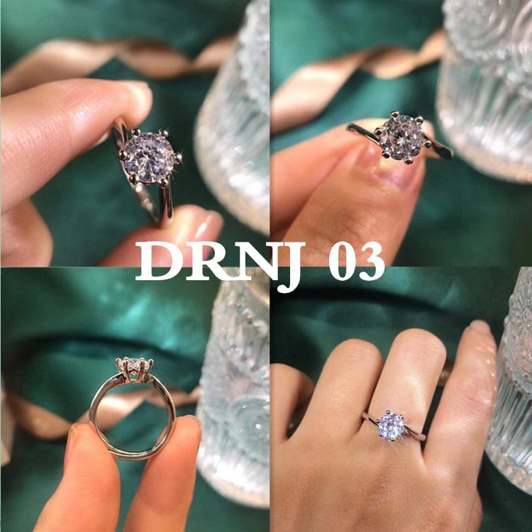 Ring - Women's Eight Heart Eight Arrow Six Claw Moissanite Zircon Wedding Ring