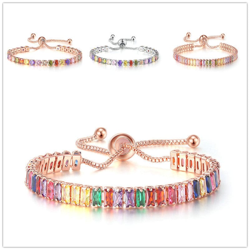 Necklace - Women's Colored Zircon Full Diamond Adjustable Crystal Tennis Necklace