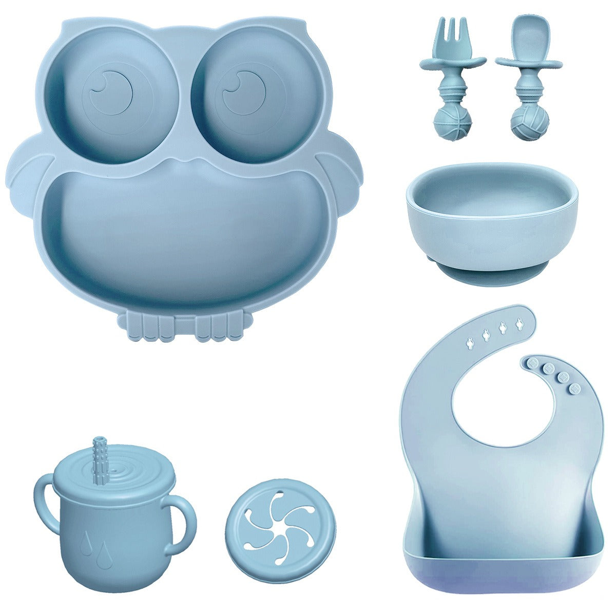5Pcs, 7Pcs Baby Silicone Suction Cup Food Dining Set