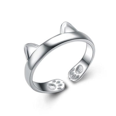 925 Silver Cat Ear Ring - GiddyGoatStore